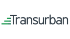 The image features the logo of Transurban. The design includes the word "Transurban" in a clean, modern font. To the left of the text are three green horizontal lines forming a stylized "E".